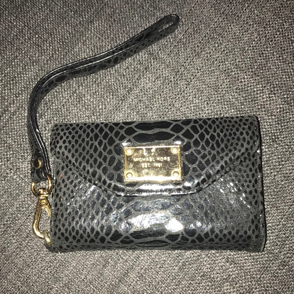 Michael Kors Black Python Wallet/Phone Case - image 1